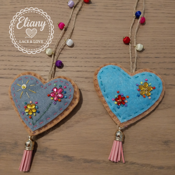 Charms per borse o portachiavi cuore con perline